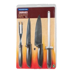 Kit para Churrasco Plenus em Inox com 4 Peças TRAMONTINA 